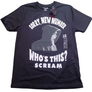 Scream Ghostface Mens Black Graphic T-Shirt Sorry New Number Medium NEW